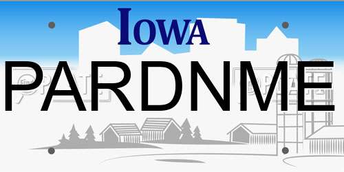 PARDNME Iowa License Plate