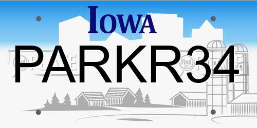 PARKR34 Iowa License Plate