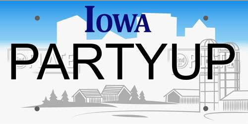 PARTYUP Iowa License Plate