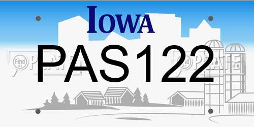 PAS122 Iowa License Plate