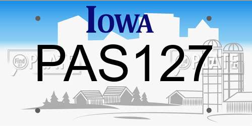 PAS127 Iowa License Plate