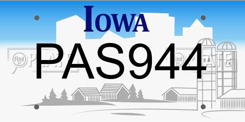 PAS944 Iowa License Plate