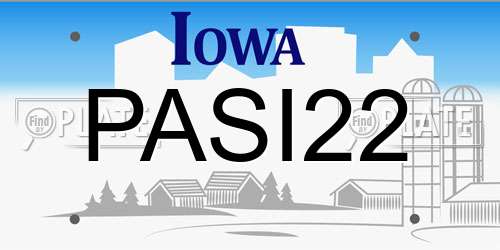 PASI22 Iowa License Plate