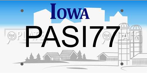PASI77 Iowa License Plate