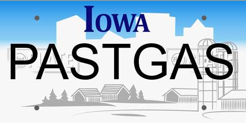 PASTGAS Iowa License Plate