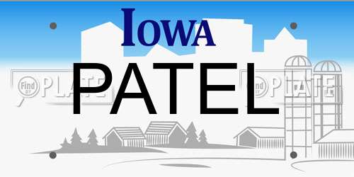 PATEL Iowa License Plate