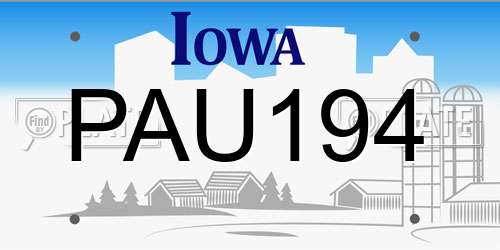 PAU194 Iowa License Plate