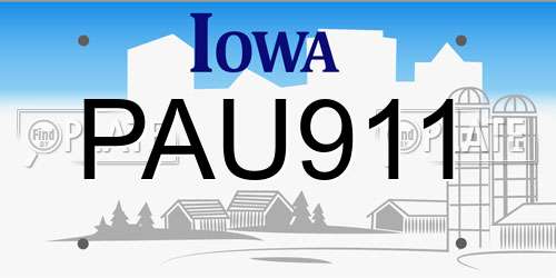 PAU911 Iowa License Plate