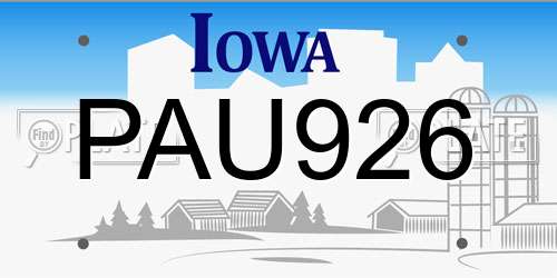 PAU926 Iowa License Plate