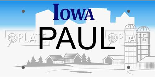 PAUL Iowa License Plate