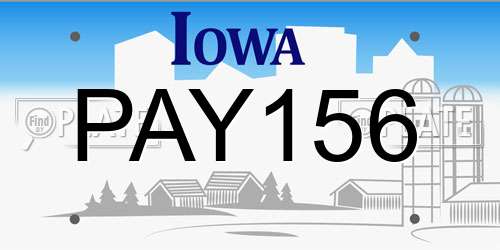 PAY156 Iowa License Plate