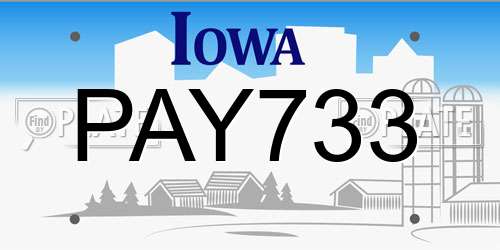 PAY733 Iowa License Plate