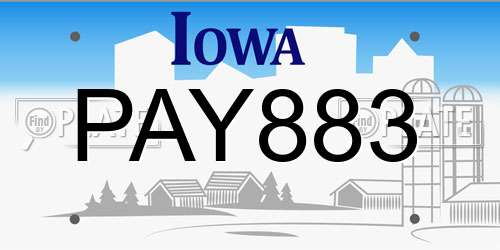 PAY883 Iowa License Plate