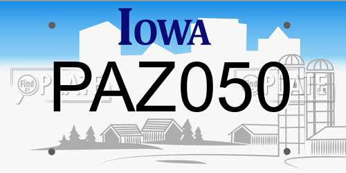PAZ050 Iowa License Plate