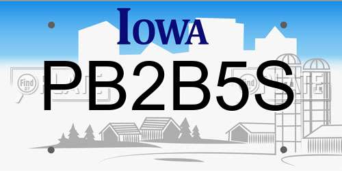 PB2B5S Iowa License Plate