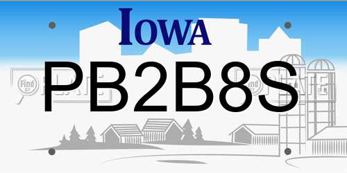 PB2B8S Iowa License Plate