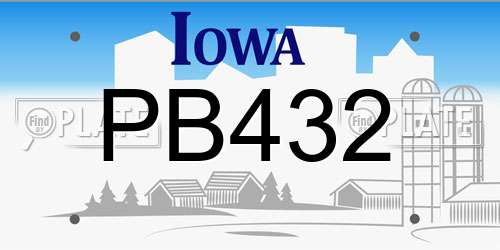 PB432 Iowa License Plate
