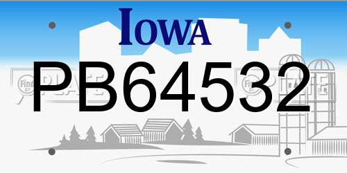 PB64532 Iowa License Plate
