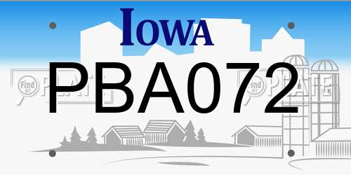 PBA072 Iowa License Plate