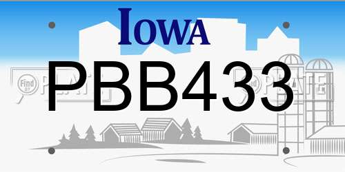 PBB433 Iowa License Plate
