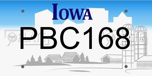 PBC168 Iowa License Plate