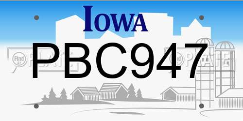 PBC947 Iowa License Plate