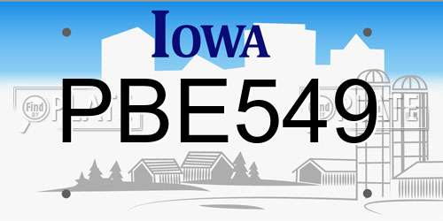 PBE549 Iowa License Plate