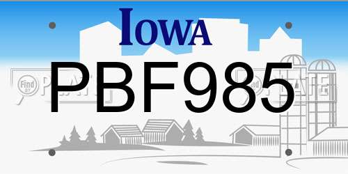 PBF985 Iowa License Plate