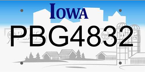 PBG4832 Iowa License Plate