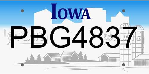 PBG4837 Iowa License Plate