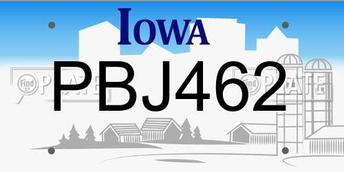 PBJ462 Iowa License Plate