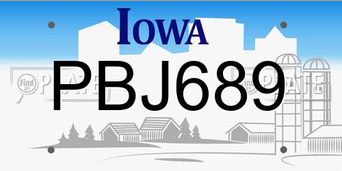 PBJ689 Iowa License Plate