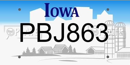 PBJ863 Iowa License Plate