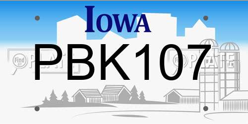 PBK107 Iowa License Plate