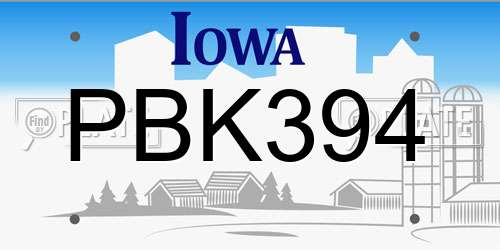 PBK394 Iowa License Plate