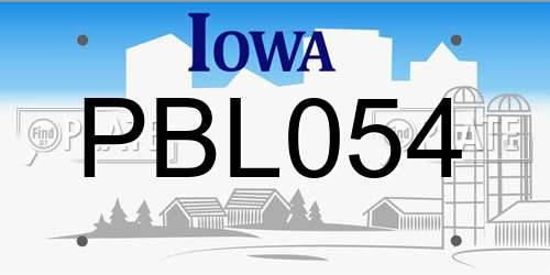 PBL054 Iowa License Plate