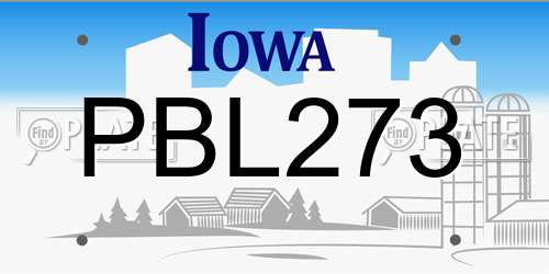 PBL273 Iowa License Plate