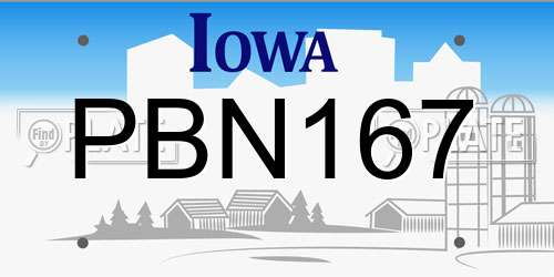PBN167 Iowa License Plate