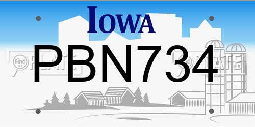 PBN734 Iowa License Plate