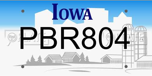 PBR804 Iowa License Plate