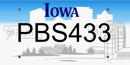 PBS433 Iowa License Plate