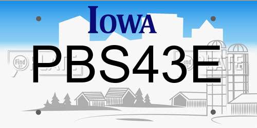 PBS43E Iowa License Plate