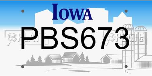 PBS673 Iowa License Plate