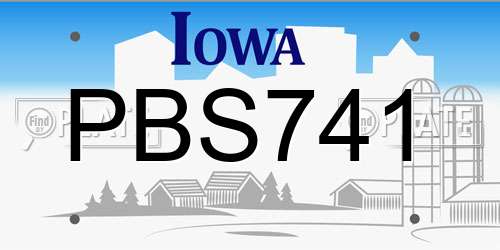 PBS741 Iowa License Plate