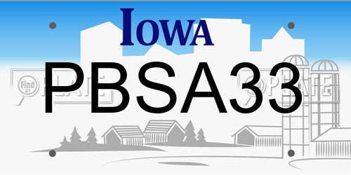 PBSA33 Iowa License Plate