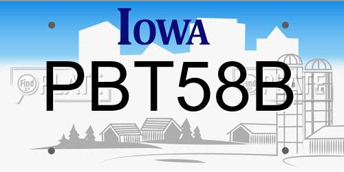 PBT58B Iowa License Plate