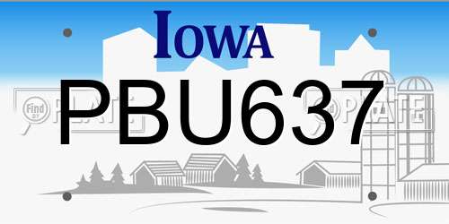 PBU637 Iowa License Plate