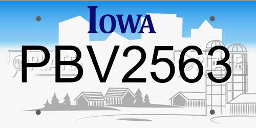 PBV2563 Iowa License Plate