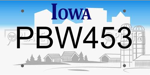 PBW453 Iowa License Plate
