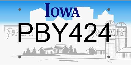 PBY424 Iowa License Plate